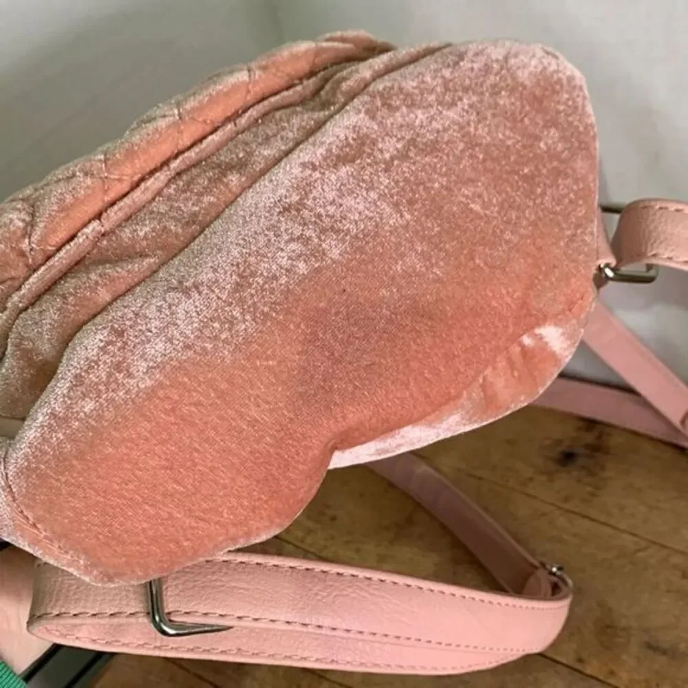Charlotte Russe pink small backpack purse. Faux velvet Y2k‎
